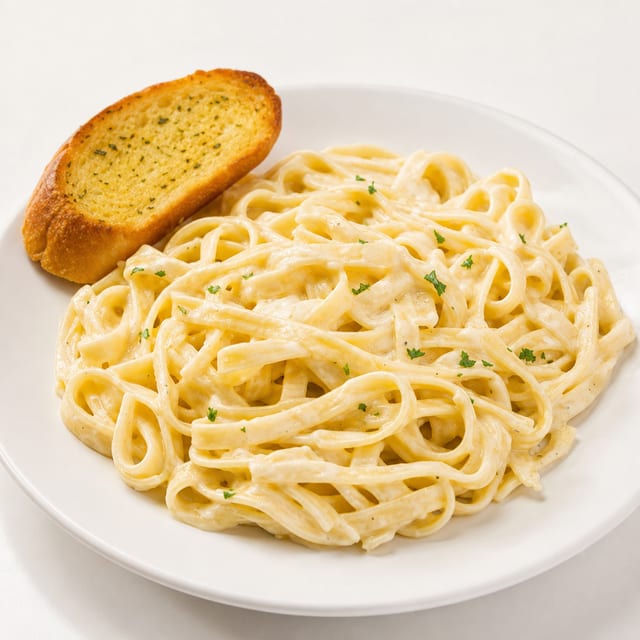 Senior Alfredo & Garlic Bread.