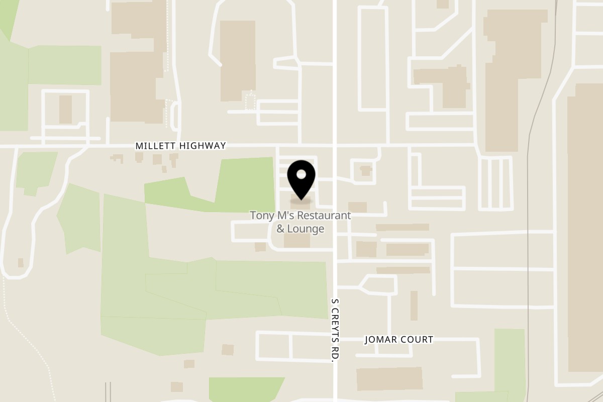 Map showing the location of Tony M's Restaurant & Banquet Center on 3420 S Creyts Rd in Lansing
